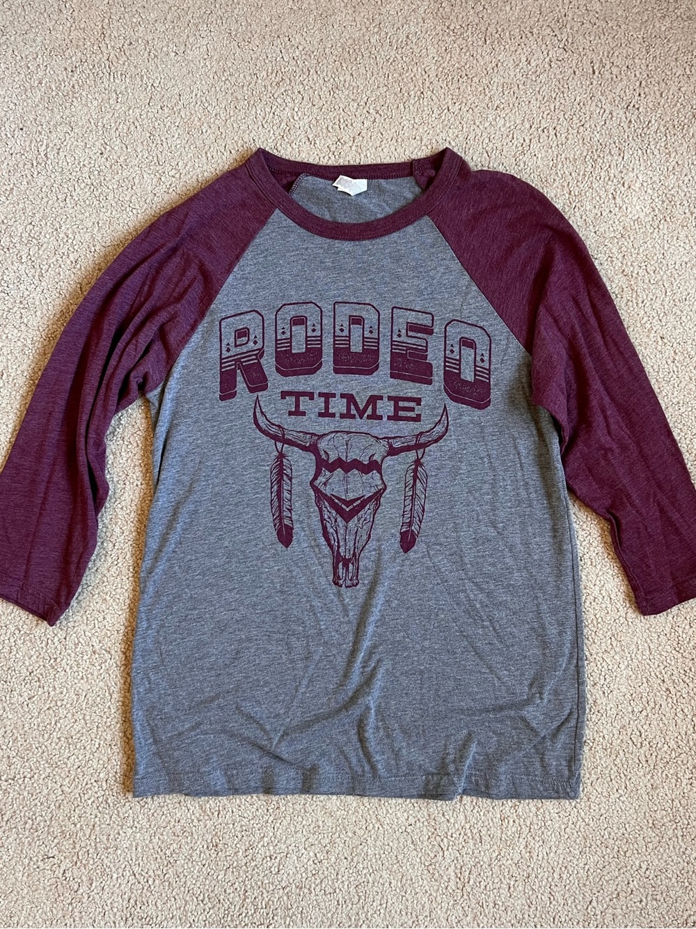 3/4 Sleeve Maroon & Grey Rodeo Time Tee